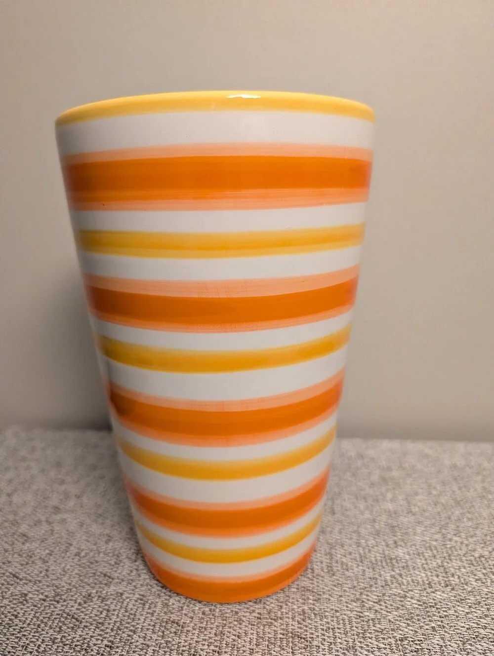 Orange and Yellow Striped Vase
